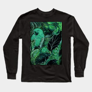 GREEN PARROT MACAW TROPICAL DECO POSTER ART PRINT EXOTIC DRAWING Long Sleeve T-Shirt